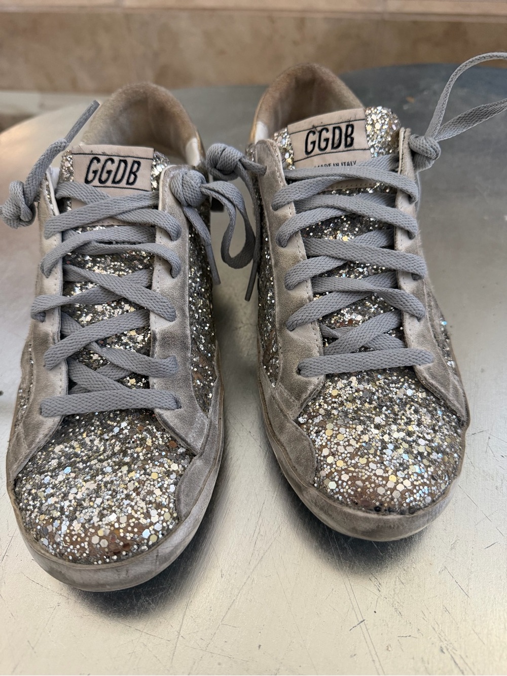 Golden Goose Women's Glitter Low-Top Sneakers in Gray and Silver